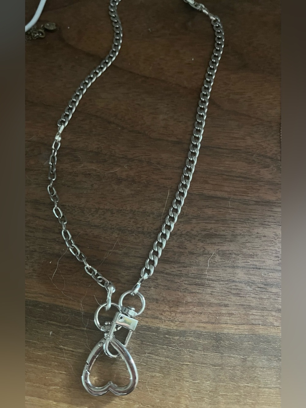 Silver-Tone Double Chain Keyring Necklace